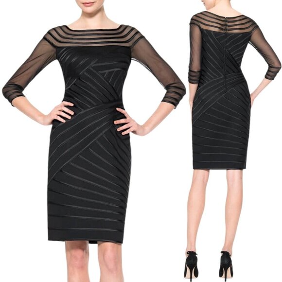 Tadashi Shoji - Women’s ‘Sheer Illusion’ Cocktail Dress, Mesh - Black, X-Large - Picture 1 of 10